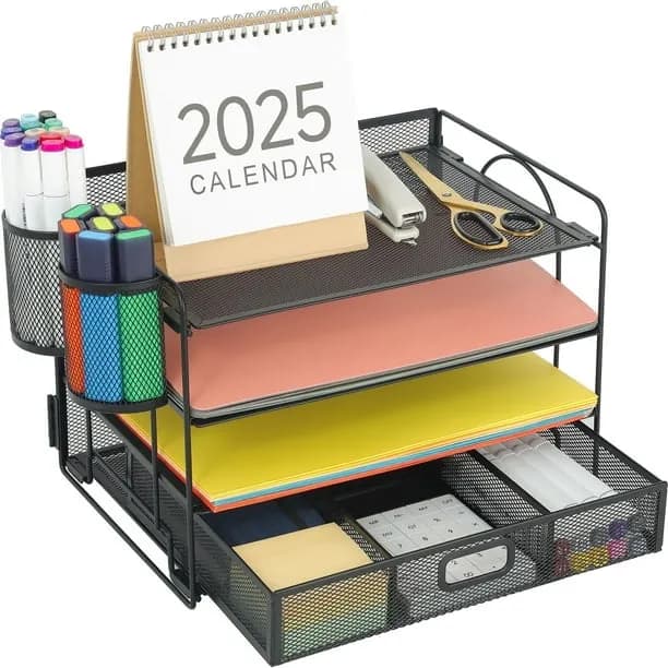 Marbrasse 4 Tier Desk Organizer with Drawer Multi