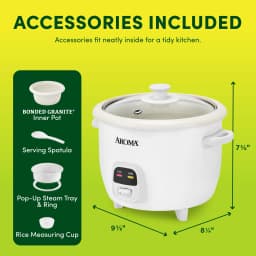 Aroma 6 Cup Rice Cooker and Food Steamer with - Thumbnail 4