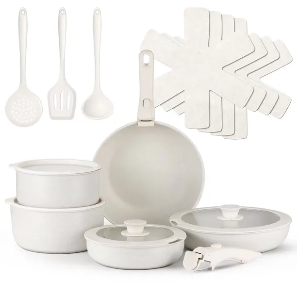 Vesteel 18PCS Nonstick Cookware Set Stackable Pots