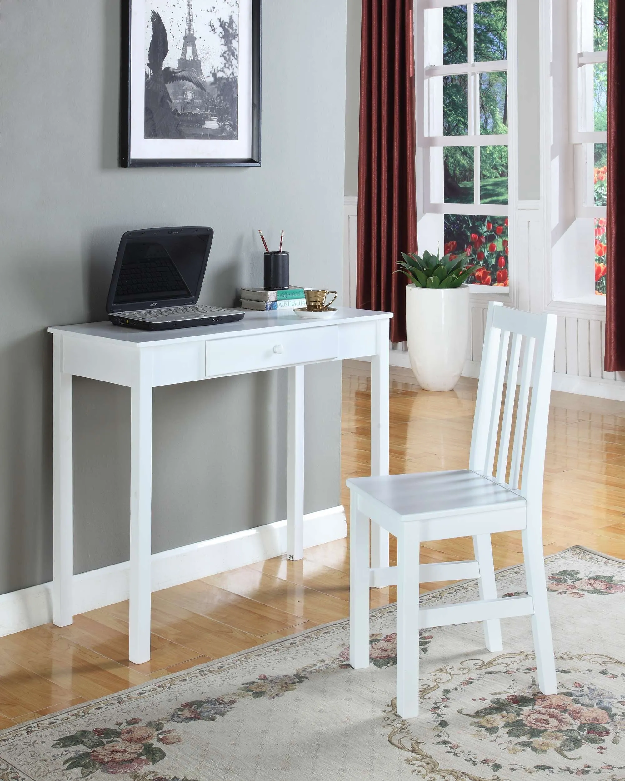 Kings Brand Furniture White Wood Writing Desk Home