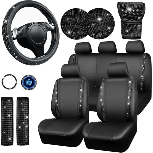Car Pass 11 Pcs Bling Diamond Car Accessories