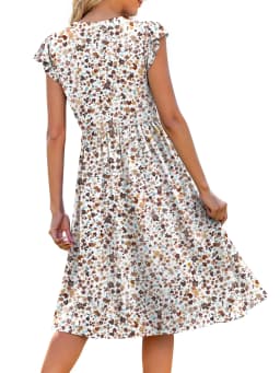 Fantaslook Summer Dresses for Women Ruffle Sleeve - Thumbnail 4