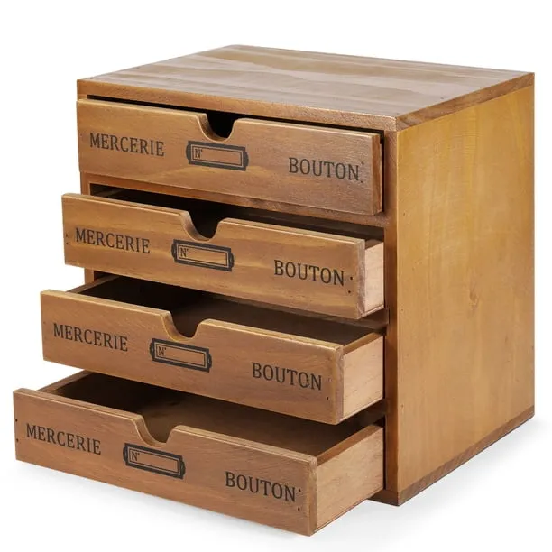 Wooden Desktop Office Supplies Organizer with 4