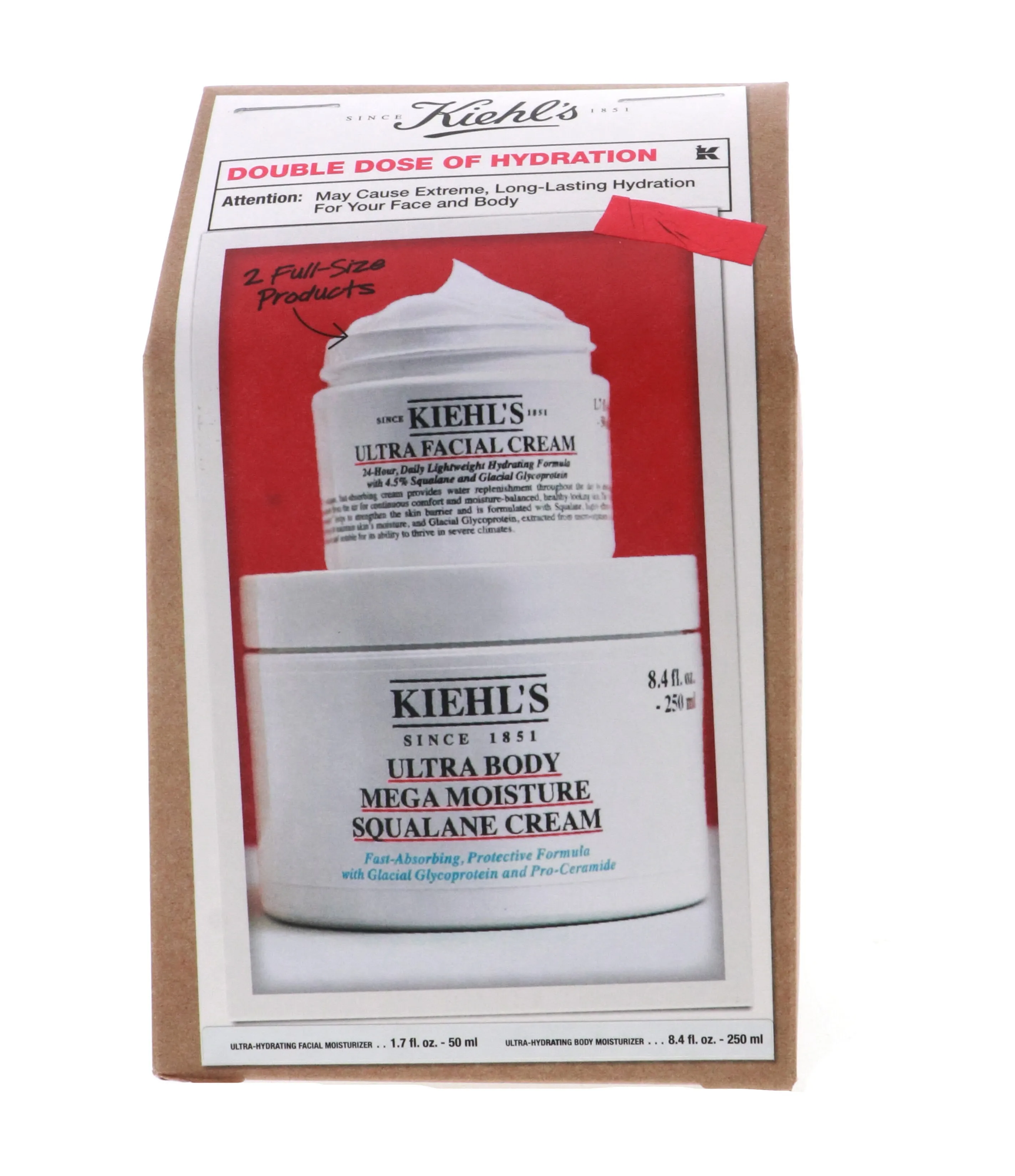 Kiehl's Double Dose of Hydration Skincare Set (Ultra Facial Cream 1.7 oz, Ultra Body Mega Moisture 8.4 oz)