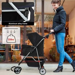 Bestpet Pet Stroller 3 Wheels Travel Folding - Thumbnail 8