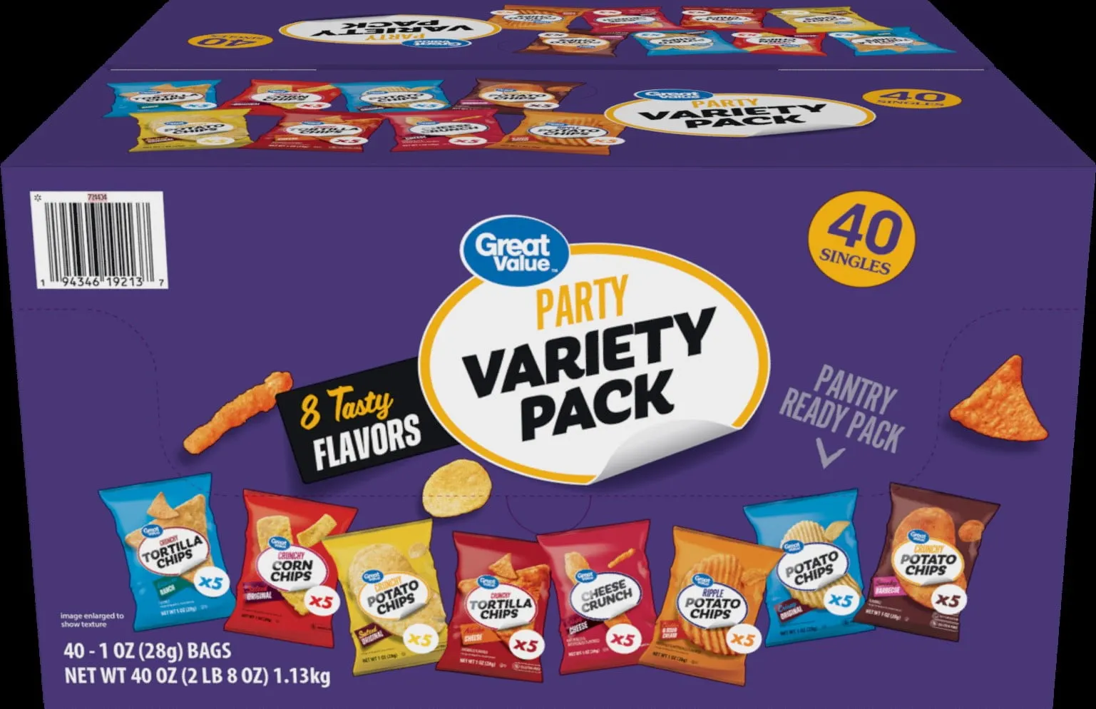 Great Value Flavor Variety Chips, 1 oz, 40 Count