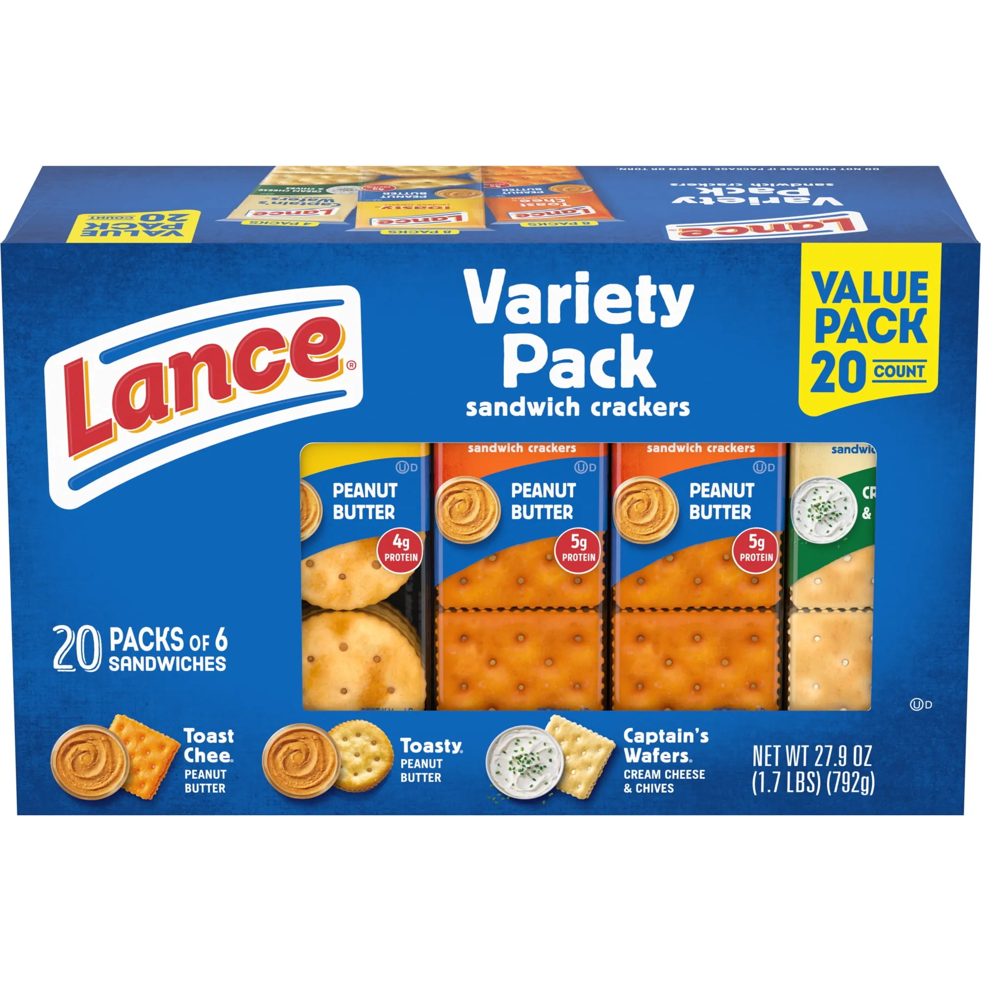 Lance Sandwich Crackers Variety Pack 3 Flavors 20
