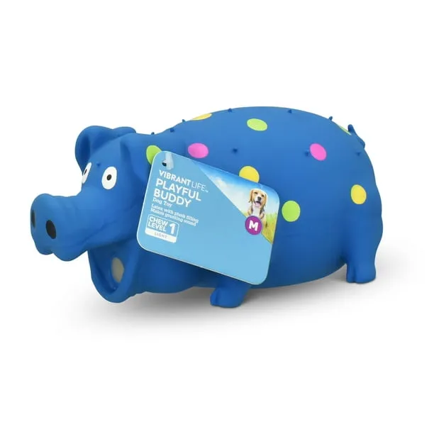 Vibrant Life Pig Dog Toy, Latex, Playful Buddy Pigglesworth, Chew Level 1
