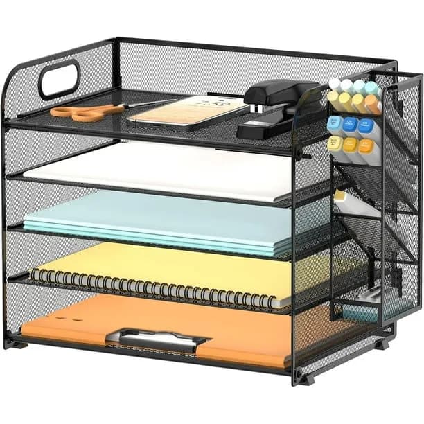 Intige 5 Tier Desk File Organizer with Handle and