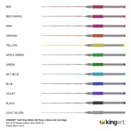 Kingart Glitter Gel Pens Set 12 Vibrant Colors - Thumbnail 4