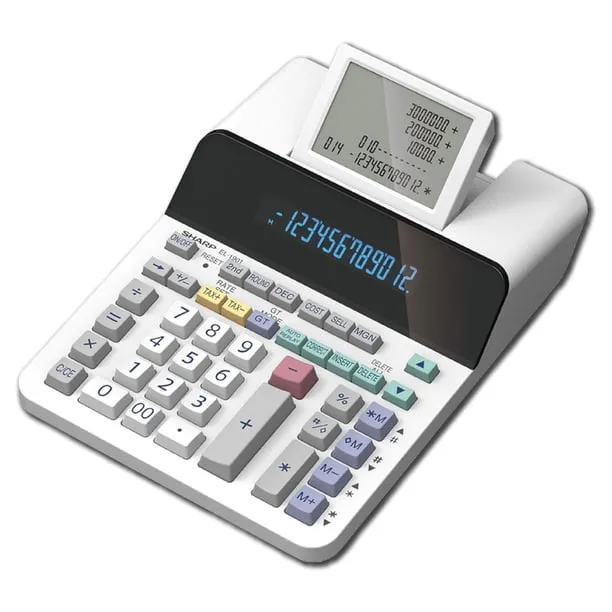 Sharp Calculators, SHREL1901, EL-1901 12-Digit Paperless Printing Calculator, 1 Each, White