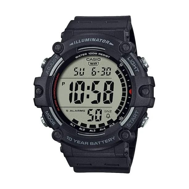 Large LCD Digital Wristwatch Adult Mens Black