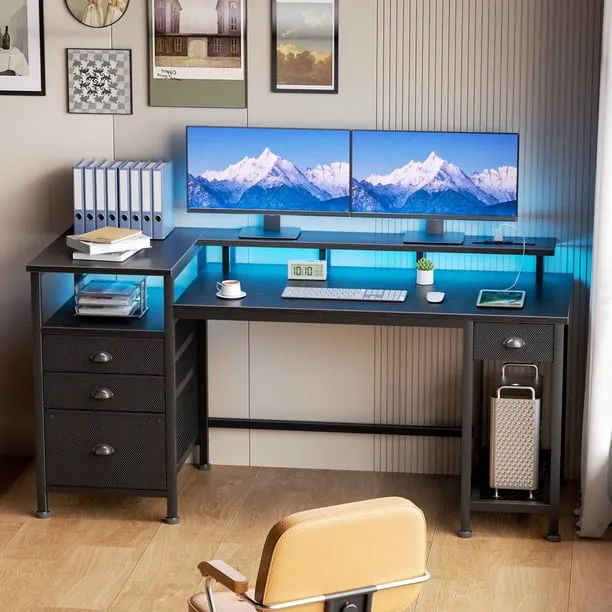 Satifur Computer Desk with 4 Drawers 61 Inch