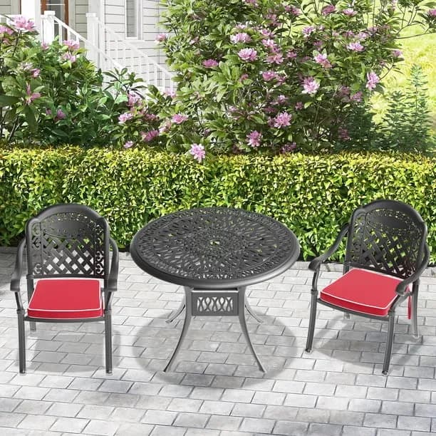 Patio Furniture Sets (Cushions In Random Colors)3-Piece Set Of Cast Aluminum Patio Furniture With Cushions,Outdoor Patio