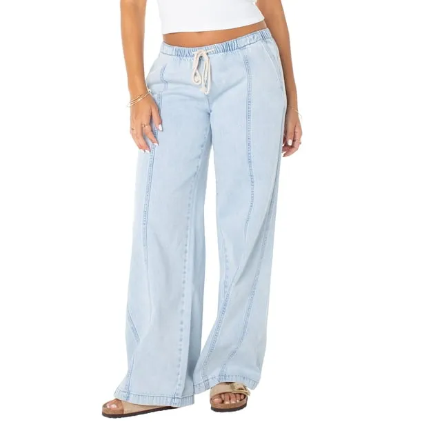 Women's and Women's Plus Drapey Wide Leg Jeans