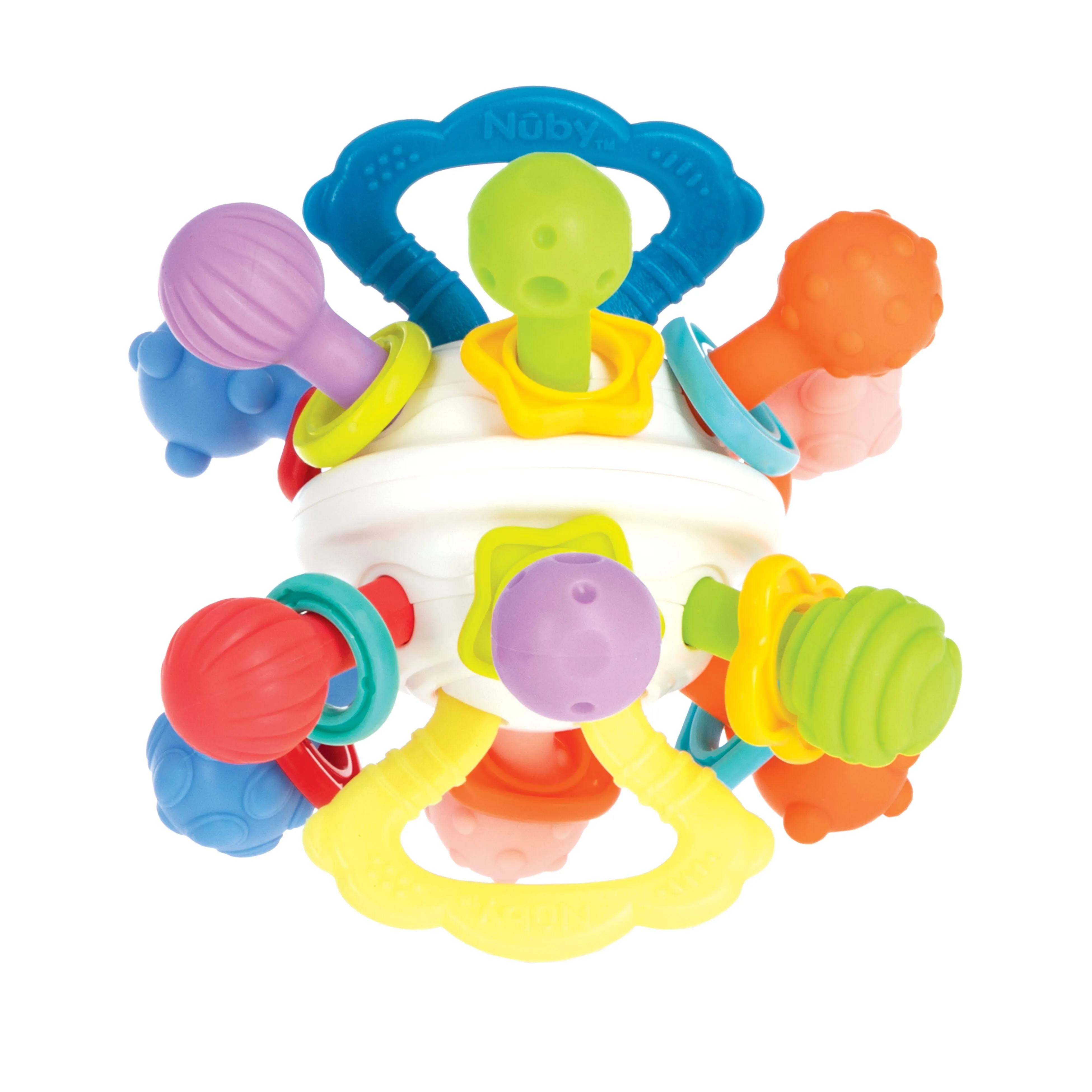 Nuby Textured Twist Ball Baby Teether Infant Toy with Colorful Rattle