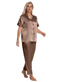 Dakimoe Silk Satin Pajamas Set for Women Two Piece - Thumbnail 8
