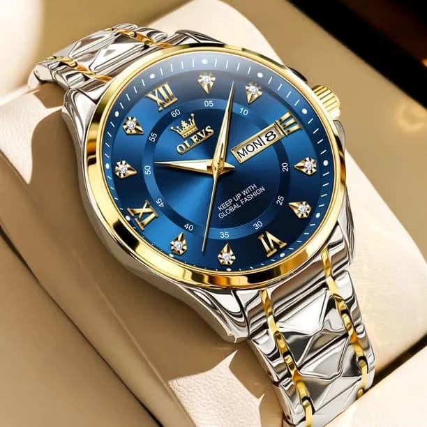 Watches for Men Business Dress Diamond Analog Quartz Date Luxury Classic Casual Stainless Steel Waterproof Luminous Mens