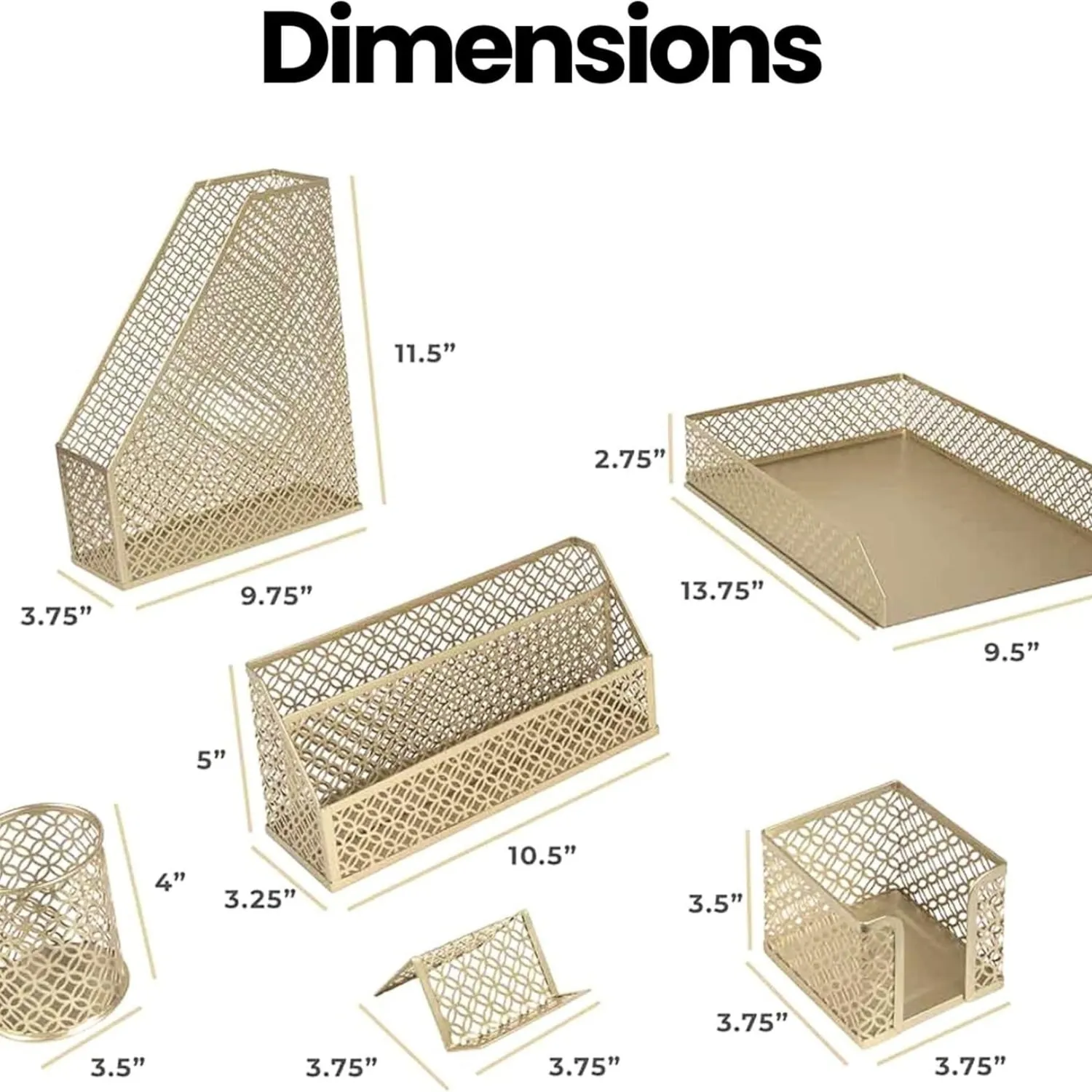 Gold Desk Organizer Set Mail Sorter Sticky Note