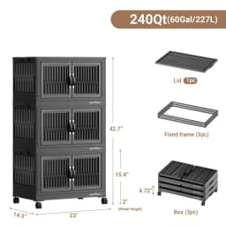 Broview 240QT Stackable Storage Bins with Lid - Thumbnail 2