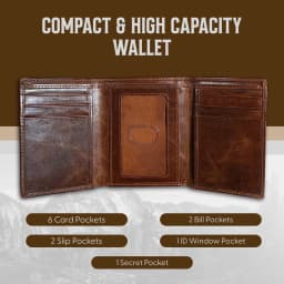 Bull Guard Best Leather Men's Rfid Trifold Wallet - Thumbnail 6
