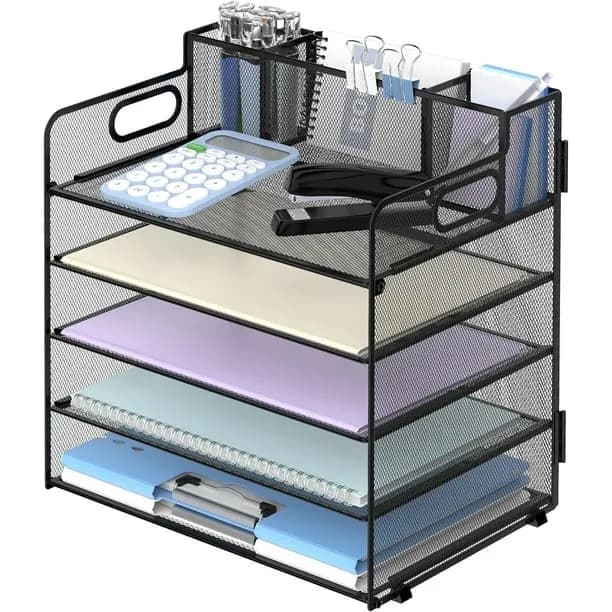 Intige 5 Trays Paper Organizer with 3 Pencil