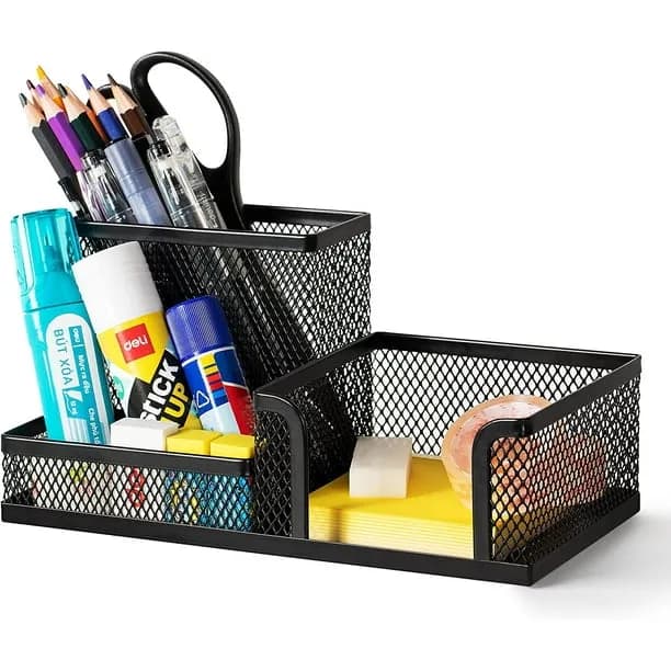 Deli 3 Compartments Desk Organizer with Pencil