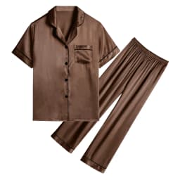 Dakimoe Silk Satin Pajamas Set for Women Two Piece - Thumbnail 2
