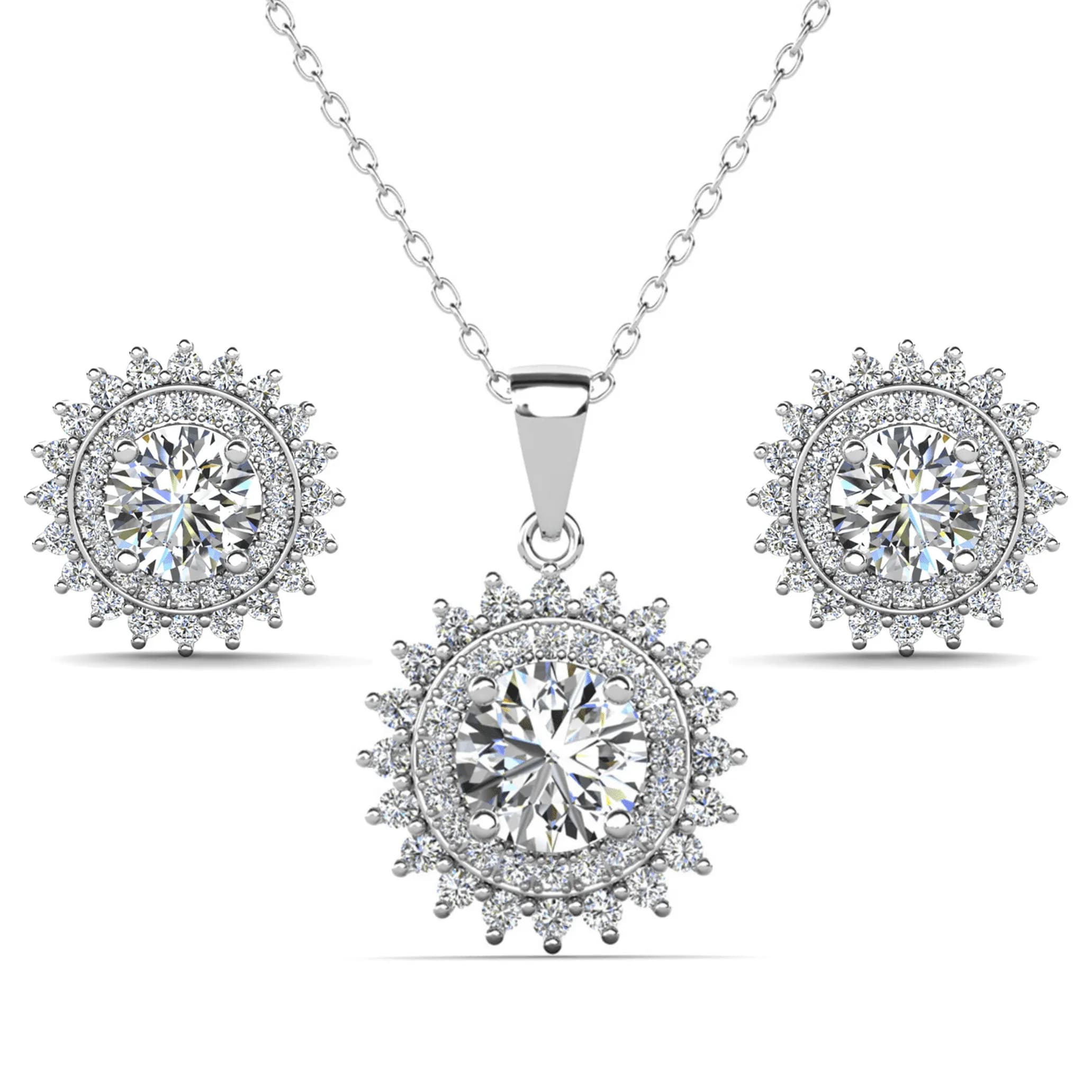 Cordelia 18K White Gold Plated Silver Jewelry Set