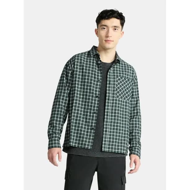 Cotton Long Sleeve Flannel Shirt Men's and Big