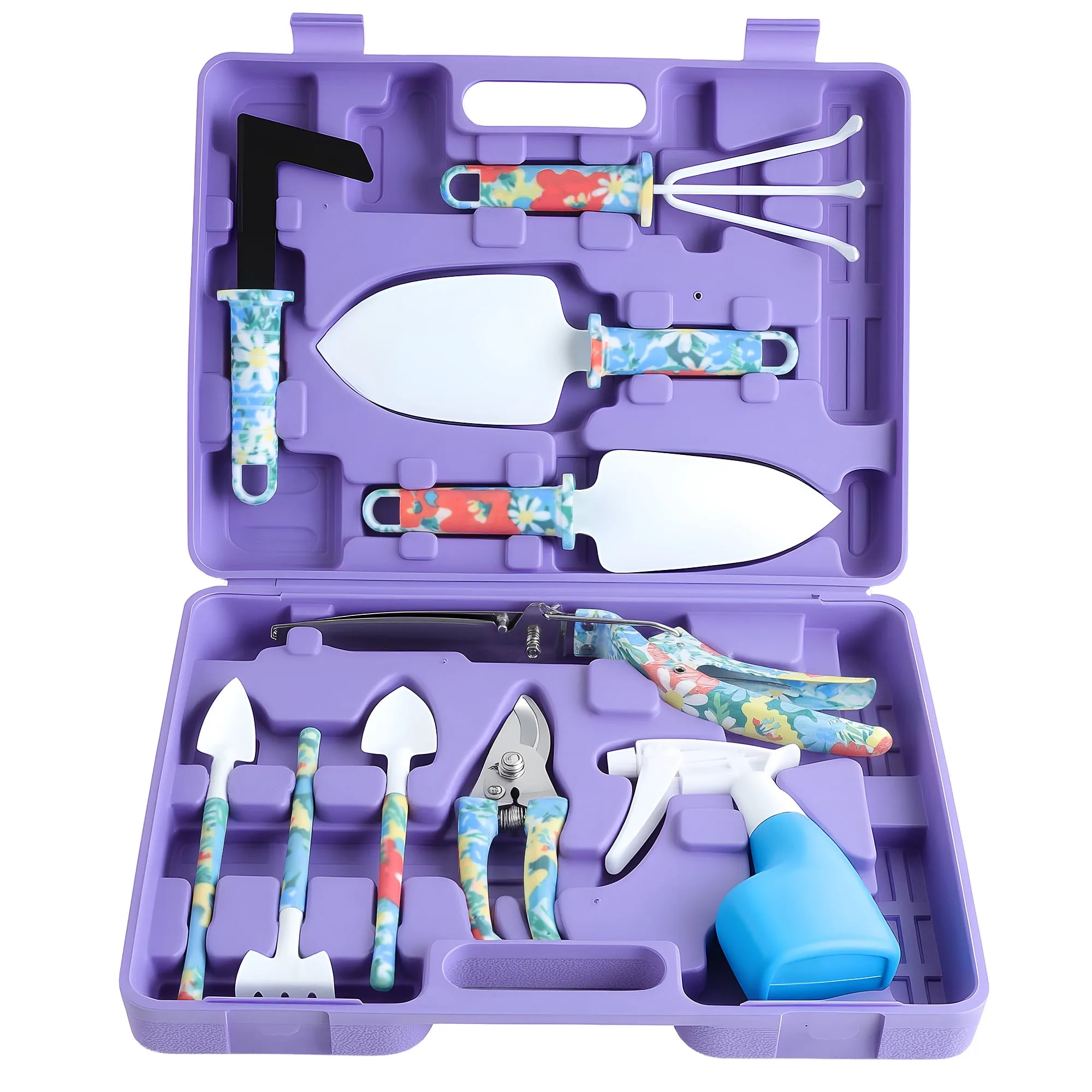 ALLJOY 10 Piece Garden Tools Set Heavy Duty Gardening Hand Tools Kit,Garden Gifts Supplies for Women