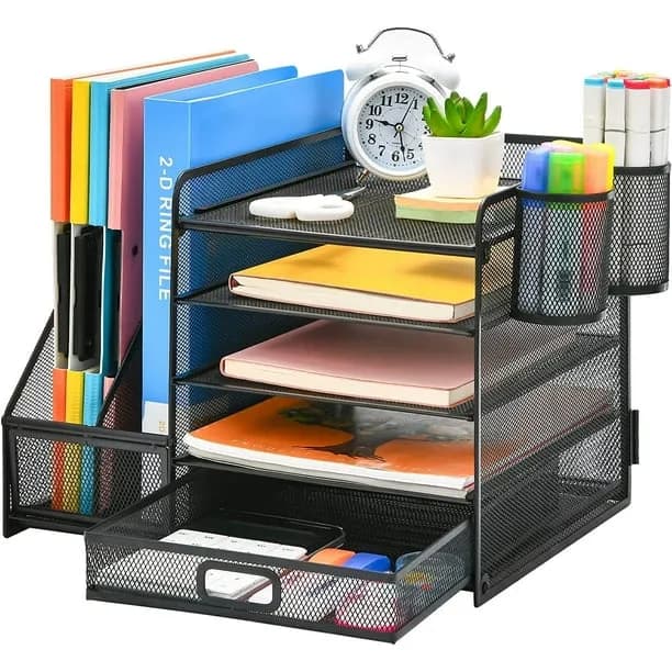 Marbrasse Metal Mesh 5 Tier Desk Organizer with