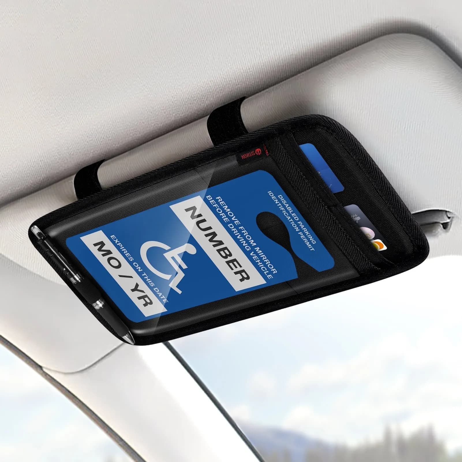 Sithon Handicap Placard Holder for Car Sun Visor