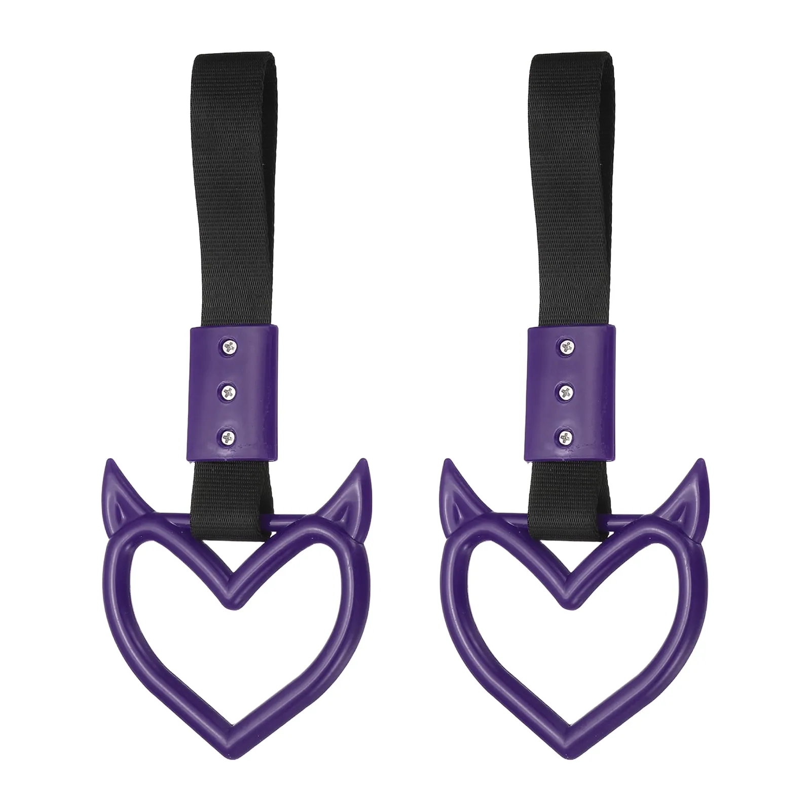 Uxcell 2 Pcs Evil Heart Shaped Car Handle Straps, Car Hanging Accessories Bumper Warning Ring Drift Charm for Auto Bus D