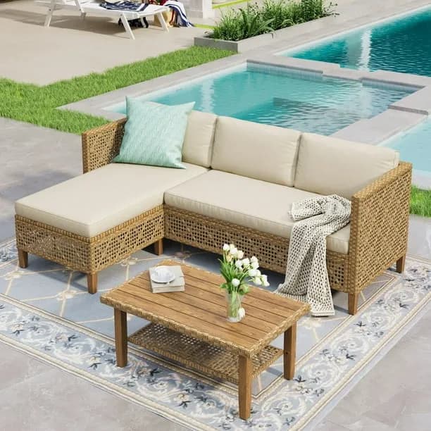 Alpha Joy 3 Pieces Wicker Patio Furniture