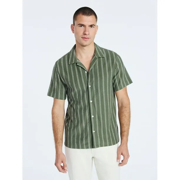 Men's Textured Cotton Camp Shirt with Short