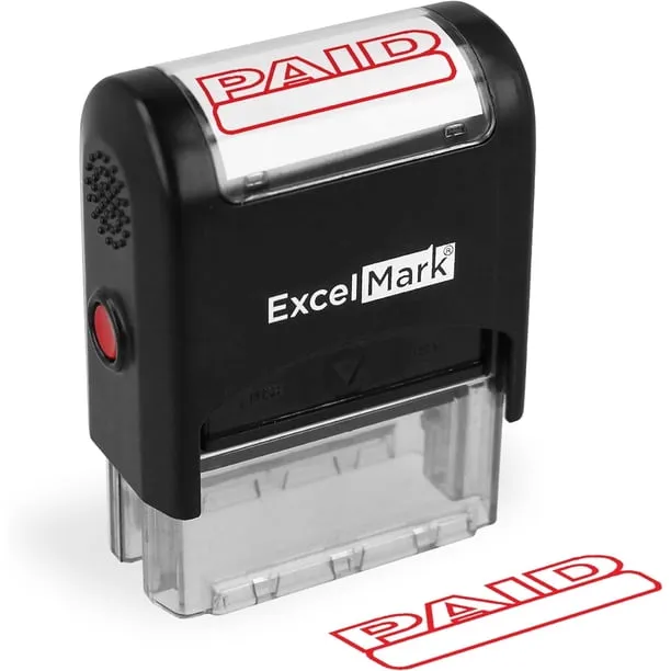 Excelmark Paid Self Inking Rubber Stamp Red Ink