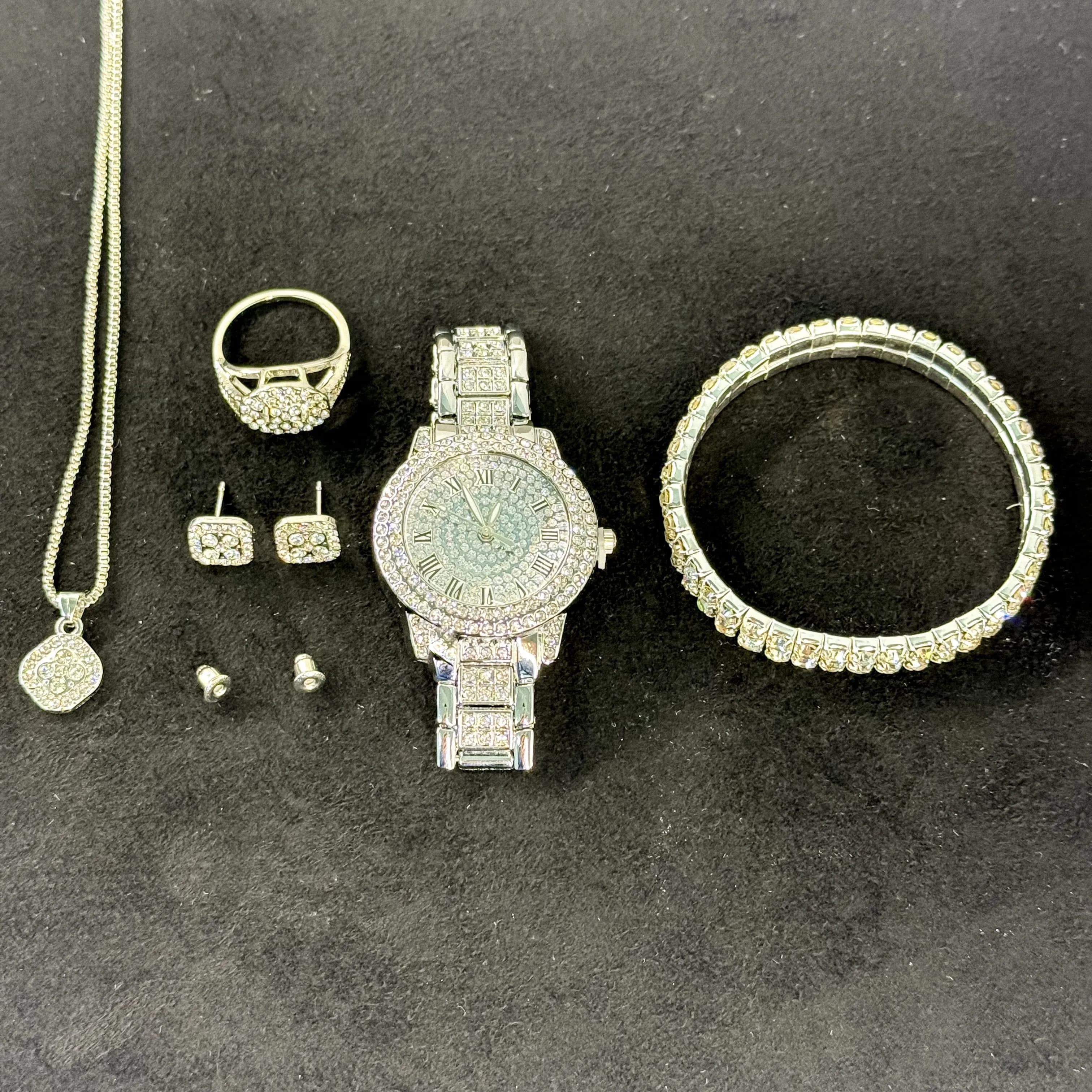 Elegant 5 Piece Women's Luxury Rhinestone Jewelry