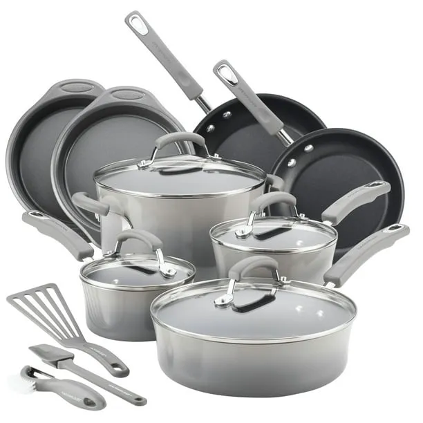 Rachael Ray 15 Piece Hard Enamel Nonstick Pots and