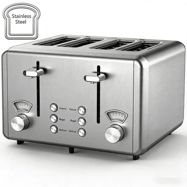 Whall 4 Slice Toaster Stainless Steel Bagel