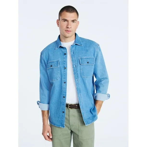 Men's Heavyweight Denim Overshirt with Long