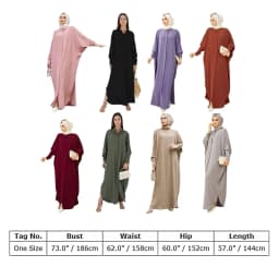 Idopip Women's Abaya Muslim Dresses Batwing Sleeve - Thumbnail 5