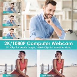 Vizolink 2K1080P Webcam with 2 Microphones for Pc - Thumbnail 2