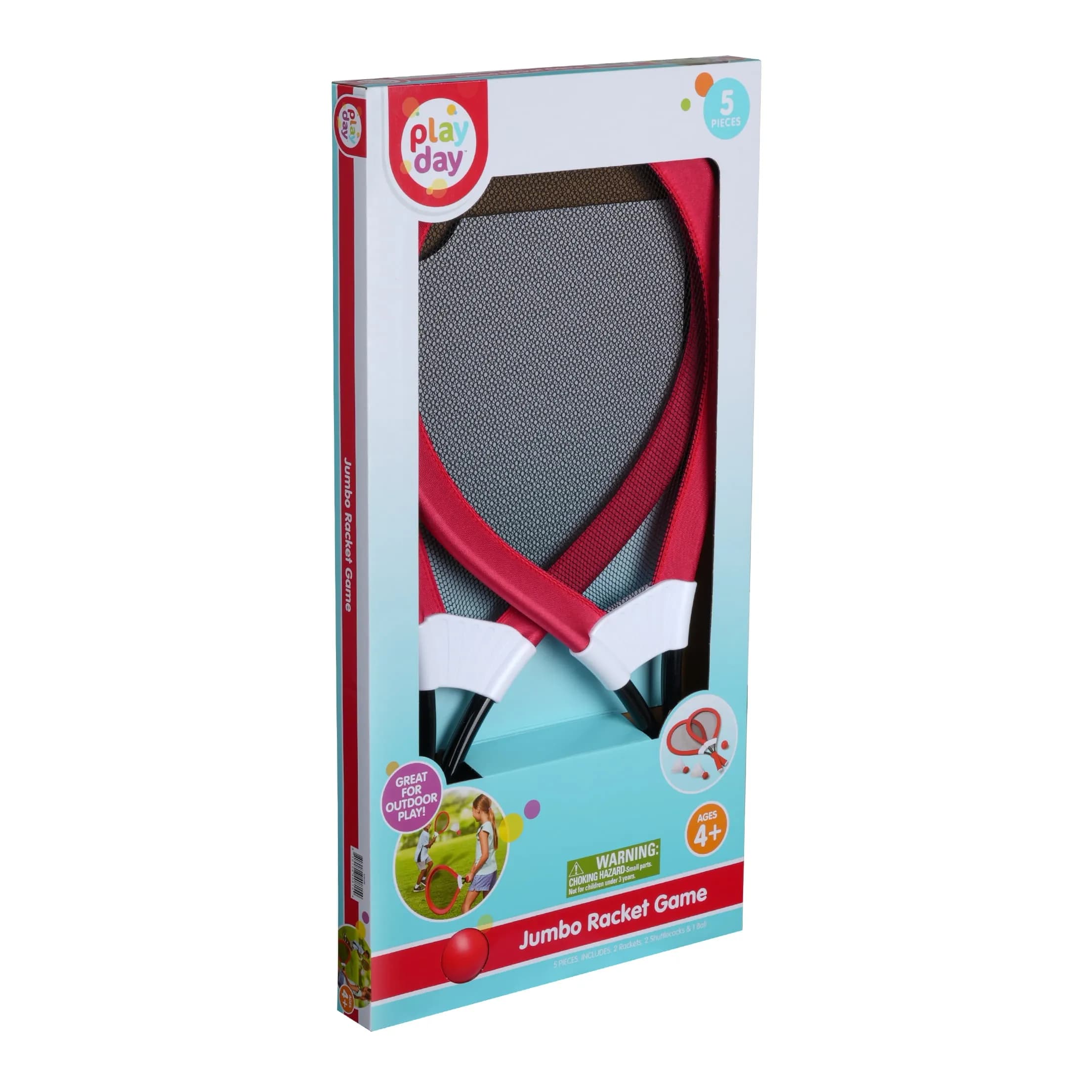 Play Day Jumbo Racket Sports Game, 5 Piece Set, Red, Children Ages 4