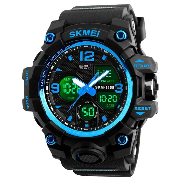 Men's Wrist Watch,Large Face Military Waterproof Watches for Men with Stopwatch Alarm LED Back Light Sports Watch, Blue