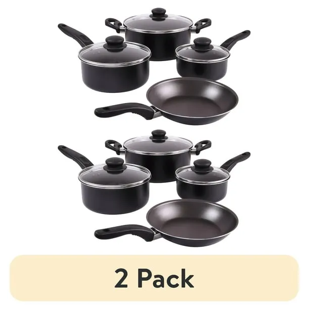 2 Pack Mainstays 7 Piece Non Stick Aluminium Pots