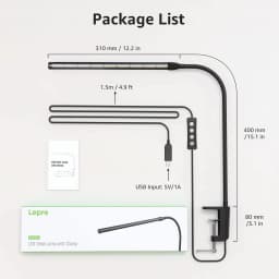Lepro LED Clip on Desk Lamp Dimmable USB Reading - Thumbnail 12