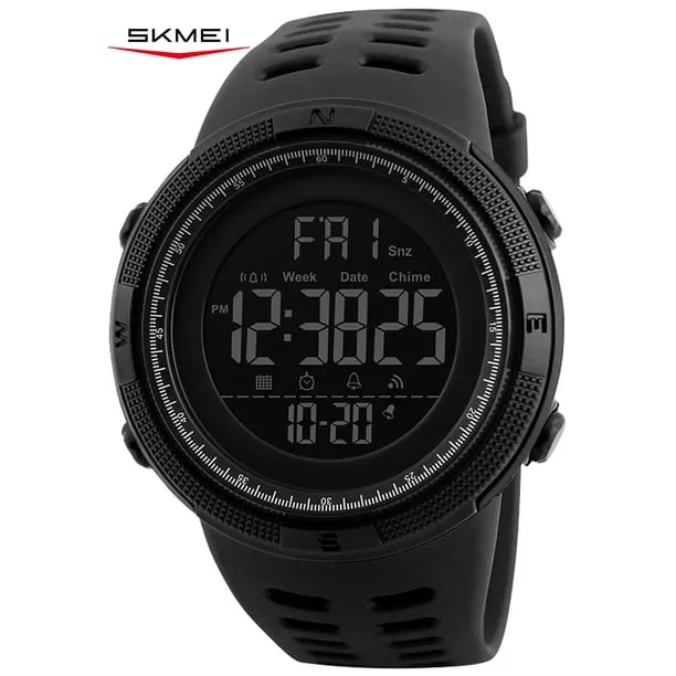 Men's Watch, Waterproof Digital Sport Watch, Military Digital Watch Alarm Back Light Classic Watch, Black