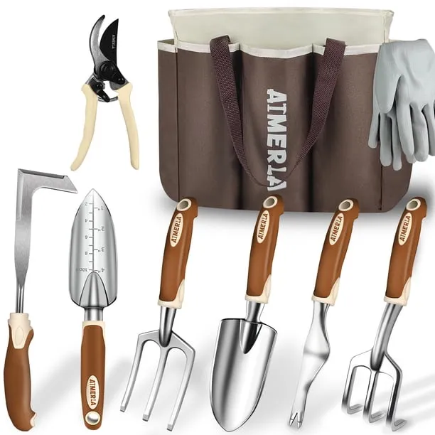 Aimerla Gardening Tools Set of 9 Heavy Duty Garden