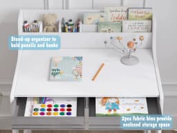 Starous Kids Study Desk with Storage Bin White - Thumbnail 3